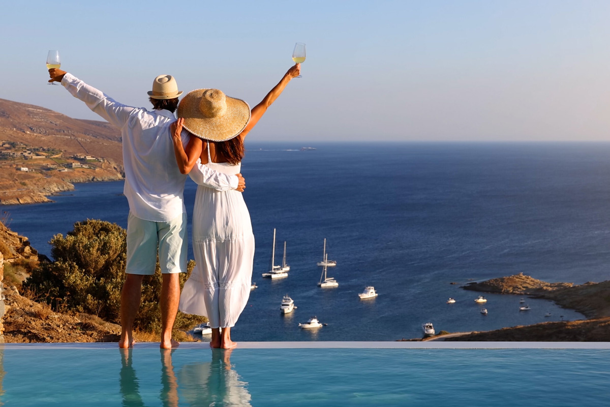 Couple enjoying a beachfront property in Cyprus